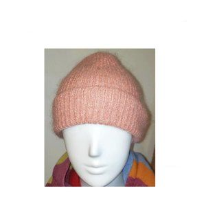 Pink mohair wool tuque o/s